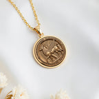 Lamassu Guardian Assyrian Pendant | 14K Solid Gold - Ancient Mythology Protection Talisman