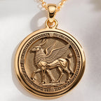 Lamassu Guardian Assyrian Pendant | 14K Solid Gold - Ancient Mythology Protection Talisman