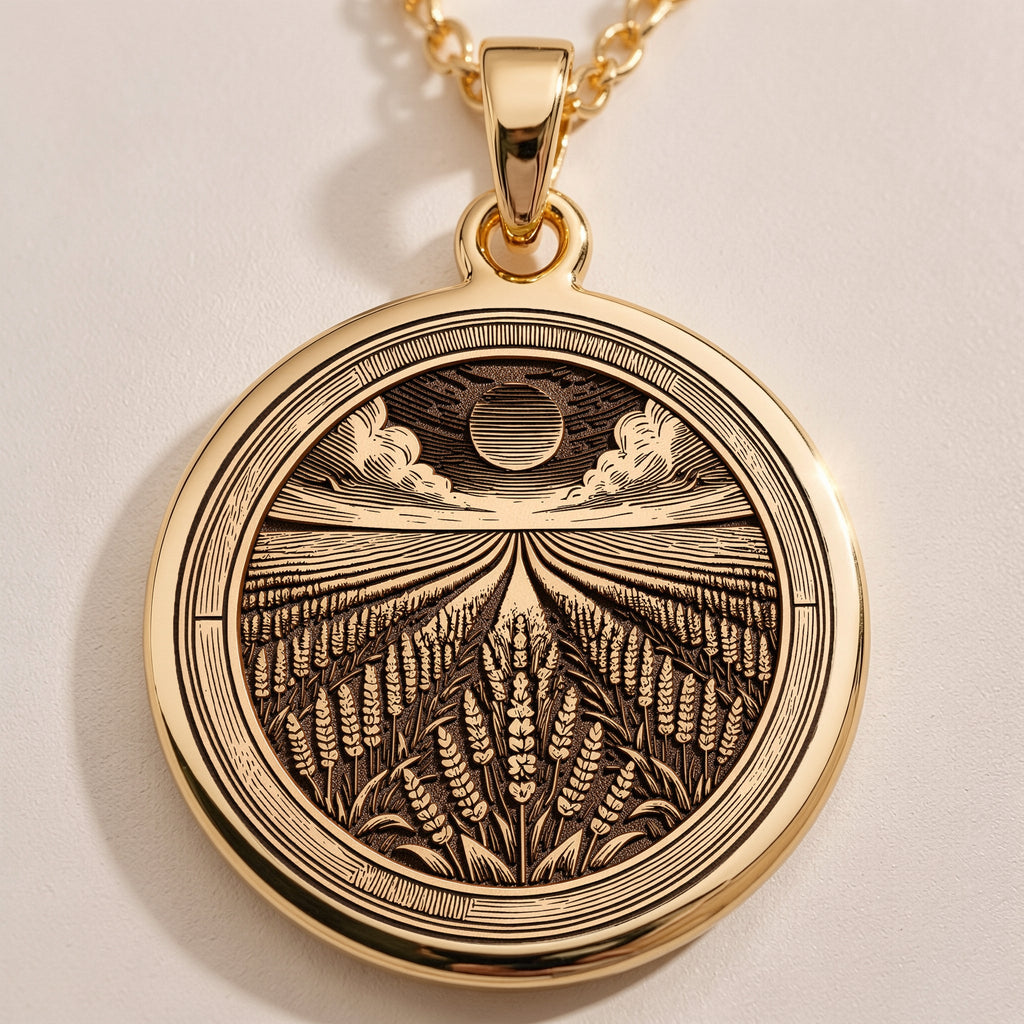 Lavender Field Floral Sun Coin Pendant Necklaces 14K 14K Gold Plated pendant necklace with geometric design and chain size chart