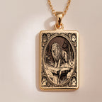 Lion King of Beasts Tarot Pendant | 14K Solid Gold - Astrological Sign Nature Jewelry