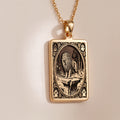 14K solid gold Lion King of Beasts Tarot pendant necklace. Polished nature astrology sign jewelry.