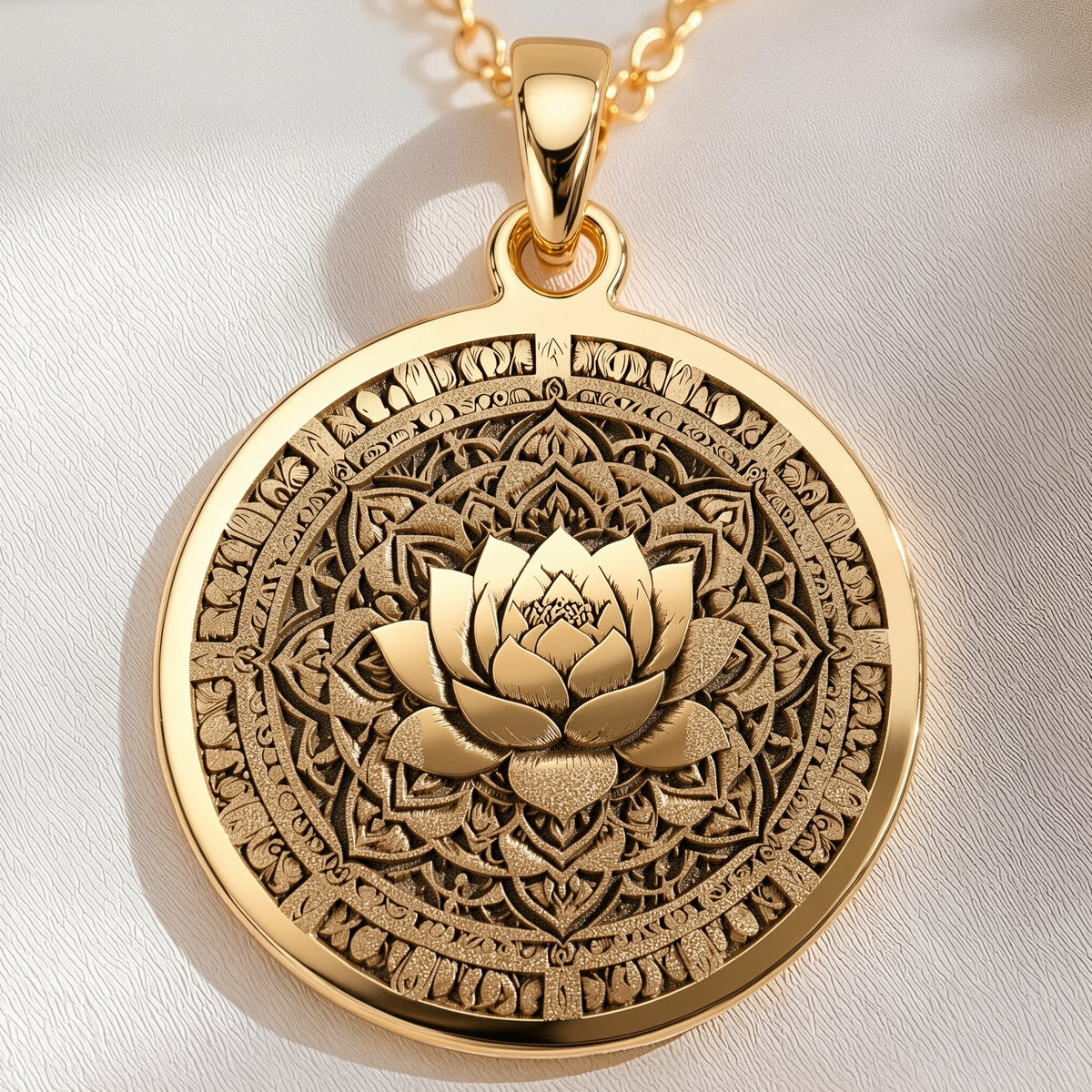 14K solid gold necklace Lotus Mandala Sacred Geometry | & Options - Spiritual Protection Yoga Zen sacred geometry