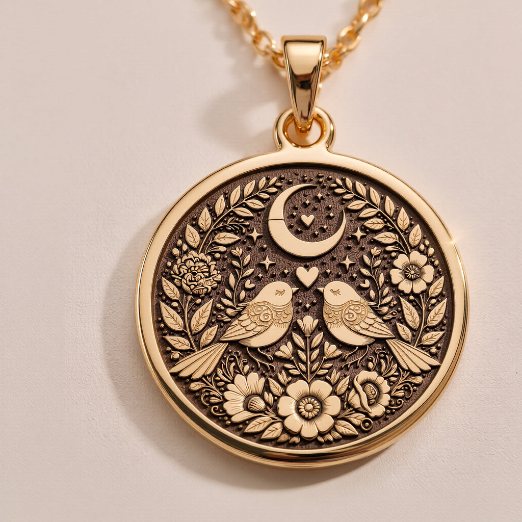 Romantic Lovebirds Necklace | 14K Gold & Silver Options - Endless Love Romantic Gift - Image 2