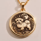 A striking 925 sterling silver Maltese charm. The art shows the celestial dog, a meaningful piece of jewelry for a pet owner.