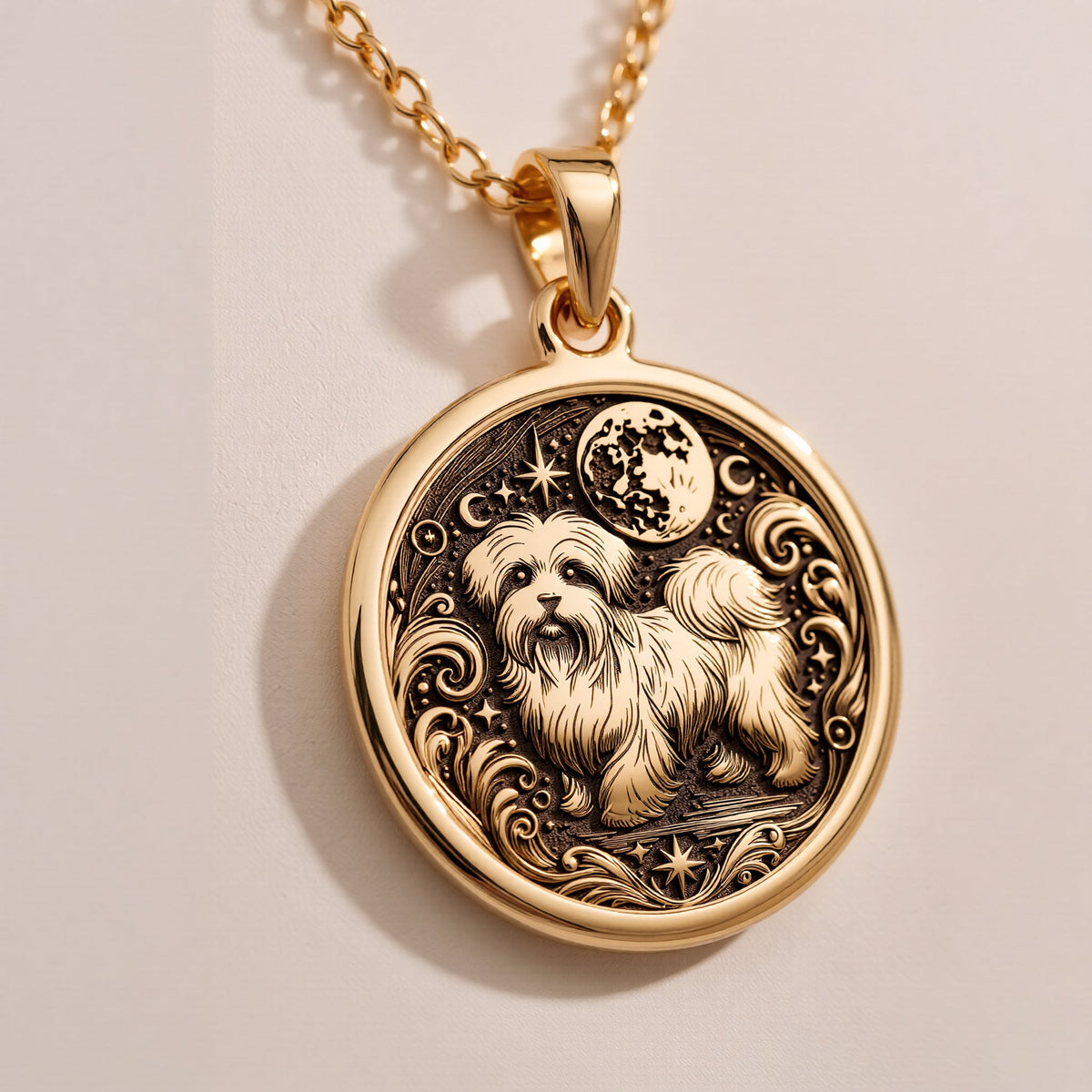 A personalized 925 sterling silver Maltese necklace. This gift celebrates the affectionate heart of the Maltese, a cherished pet memorial keepsake.