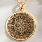 handcrafted necklace Mandala Art Medallion | - Spiritual Protection Cosmic Energy lion