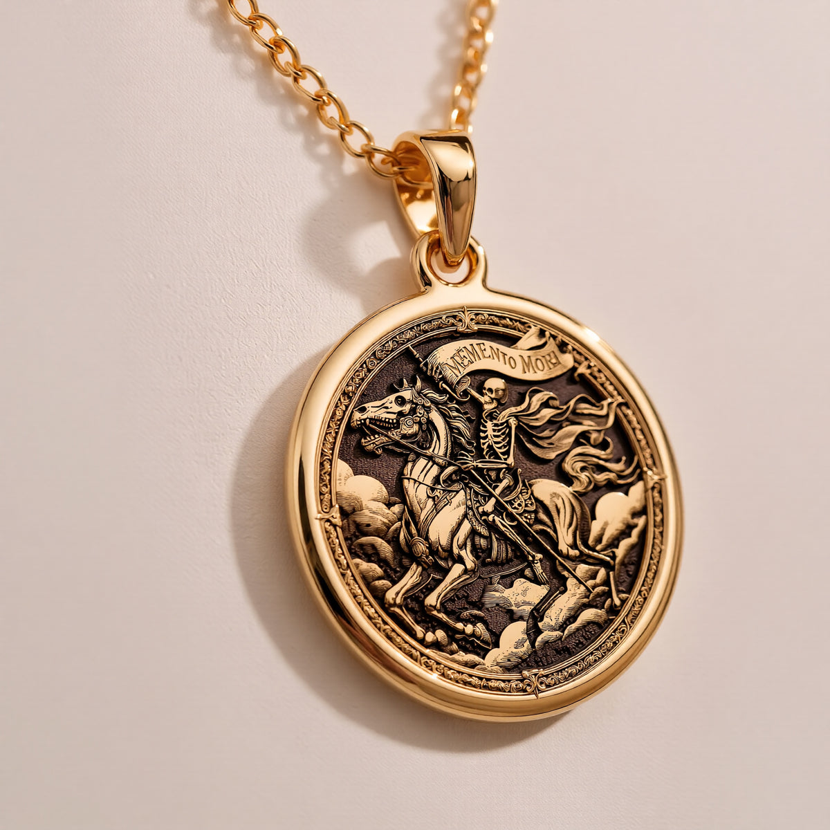 Memento Mori Skull Pendant - 14K Solid Gold