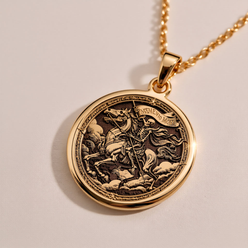 Memento Mori Skull Pendant - 14K Solid Gold