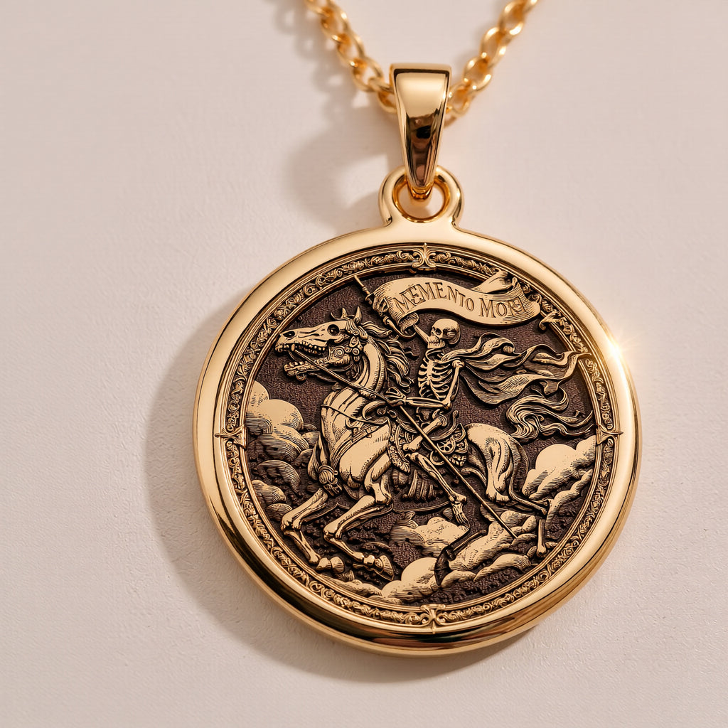 Memento Mori Skull Pendant - 14K Solid Gold