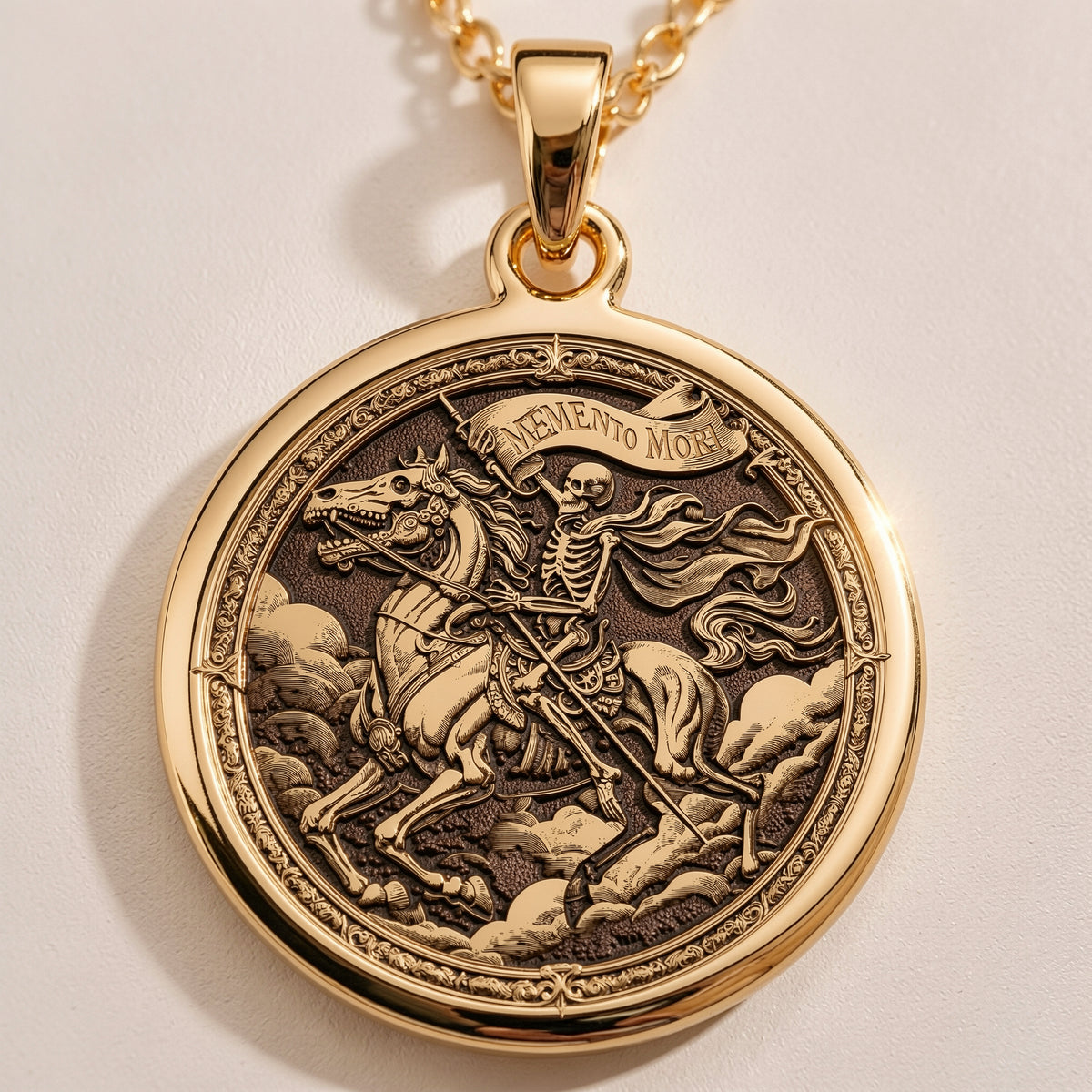 Memento Mori Skull Pendant - 14K Solid Gold