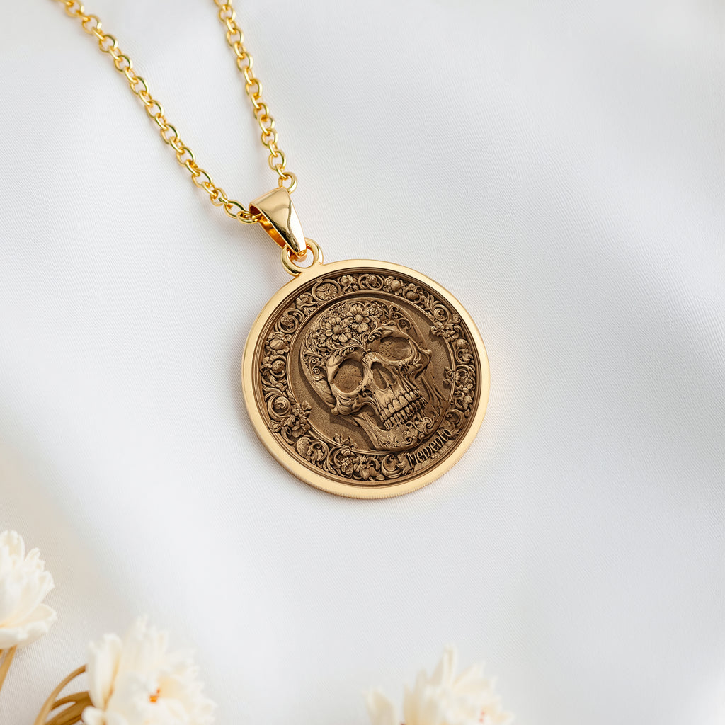Memento Mori Skull Necklace | Silver & Plated Options - Gothic Style Memento Mori