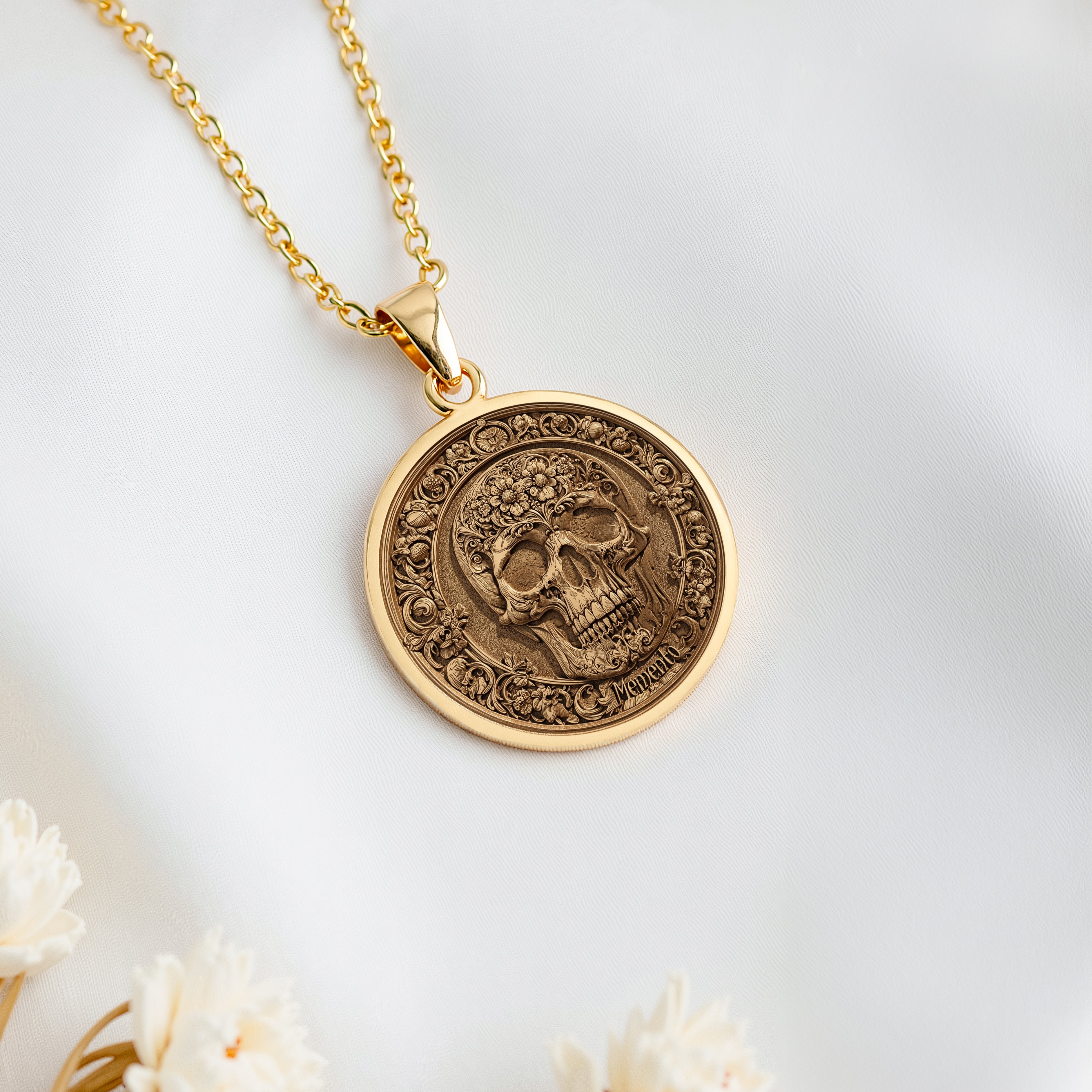 Memento Mori Skull Necklace | Silver & Plated Options - Gothic Style Memento Mori