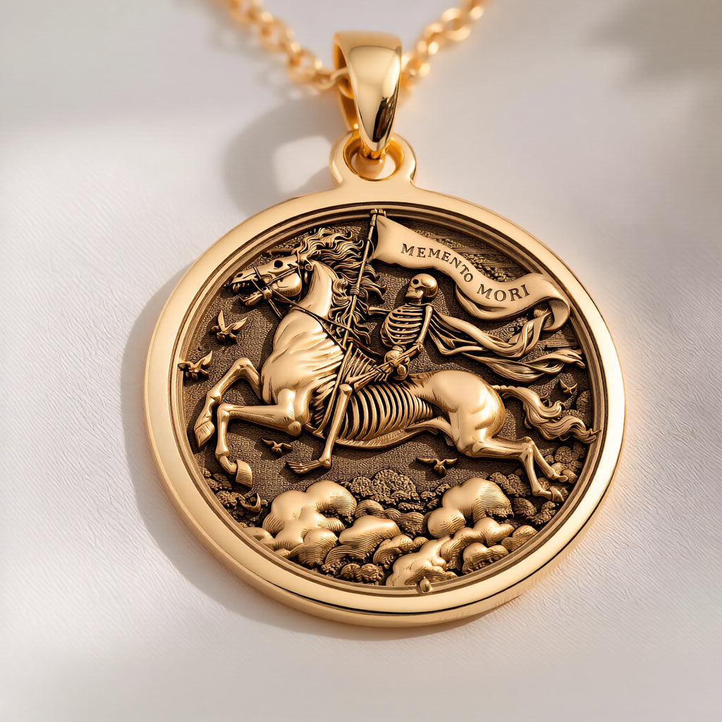 Memento Mori Pendant: with memento mori goth macabre occult talisman amulet - View 214