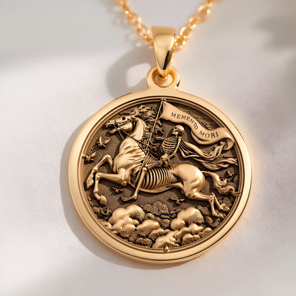 Memento Mori Pendant: with memento mori goth macabre occult talisman amulet - View 48