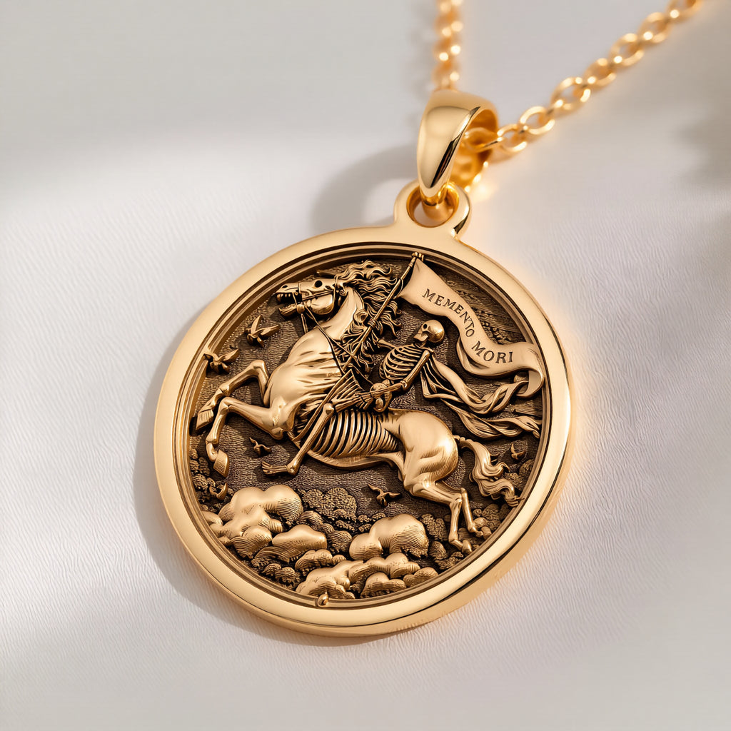 Memento Mori Pendant: with memento mori goth macabre occult talisman amulet - View 214