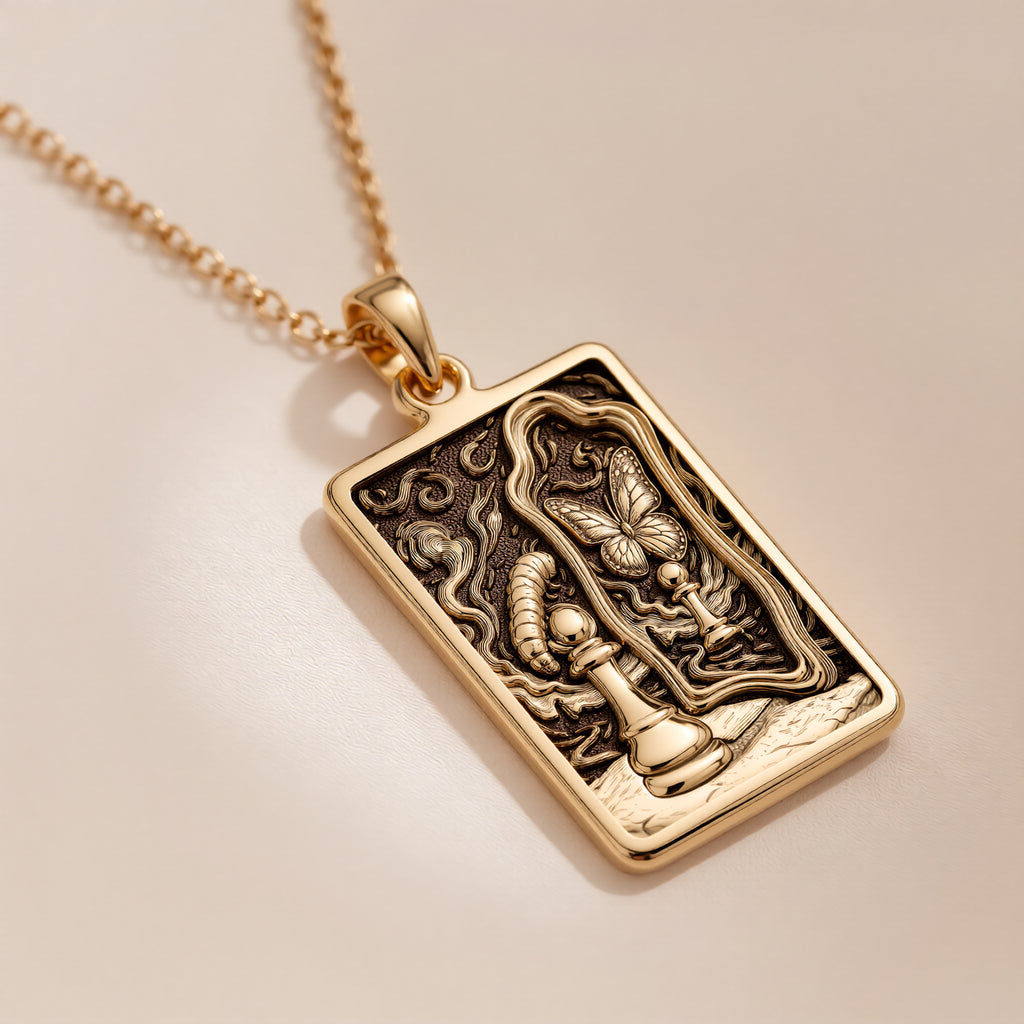Metamorphosis Transformation Necklace | 14K Solid Gold - Rebirth Spiritual Symbol Art Inspired