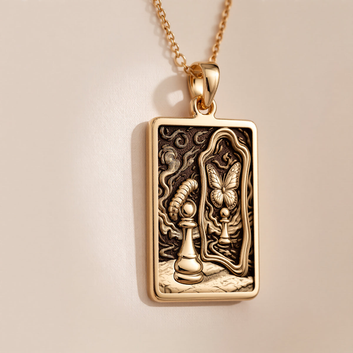 Metamorphosis Transformation Necklace | 14K Solid Gold - Rebirth Spiritual Symbol Art Inspired