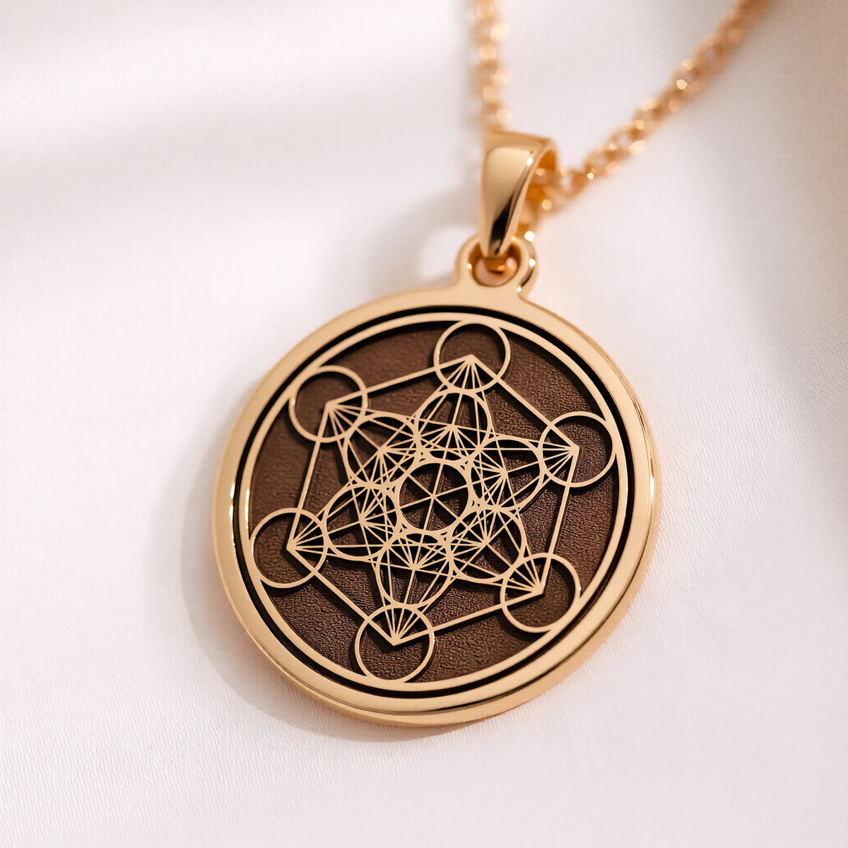 Metatron Cube Necklace: 14K Gold with sacred geometry metatrons cube amulet talisman - View 153