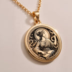 Rose Gold Plated Greek Goddess Metis Necklace with a detailed pendant design. Inspired by mythology, this piece makes a thoughtful gift for women who love feminine, elegant, and unique handcrafted jewelry.