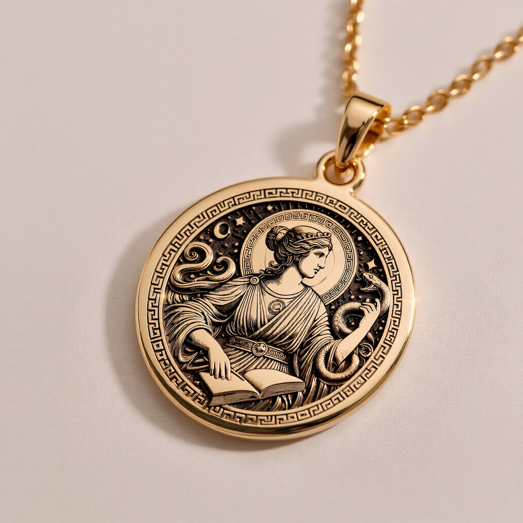 925 sterling silver Metis Goddess Wisdom Pendant: size chart round gold medallions meas...