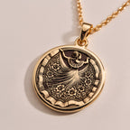 Rose Gold Plated pendant with folkloric Mexican dancer, engraved in graceful detail, elegant cultural jewelry gift.