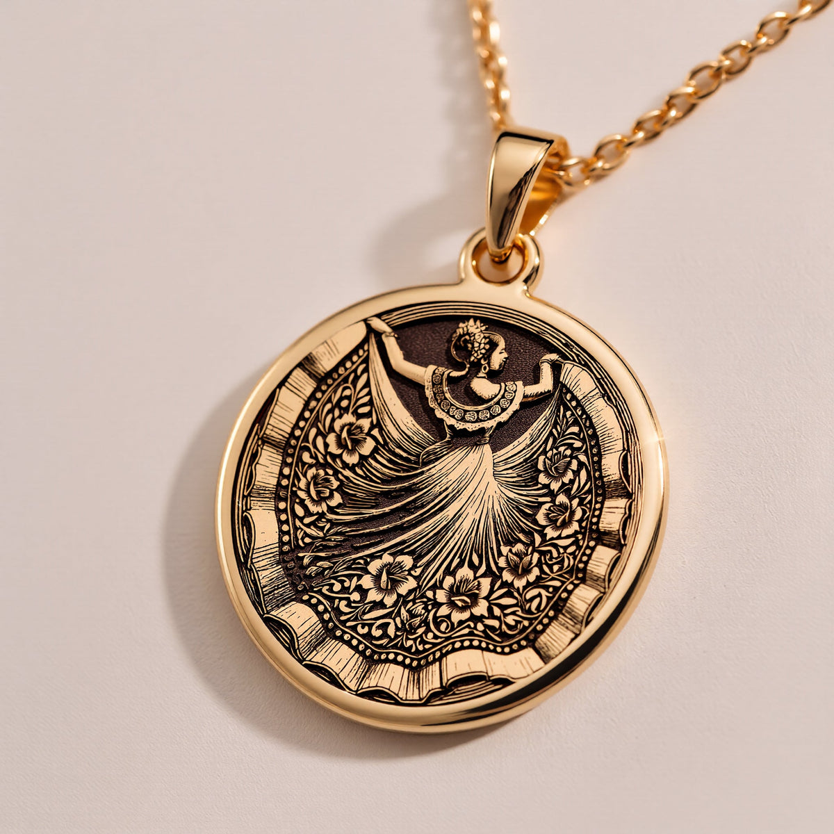 Mexican Dancer Folkloric Pendant Necklaces size chart with pendant dimensions and chain length options