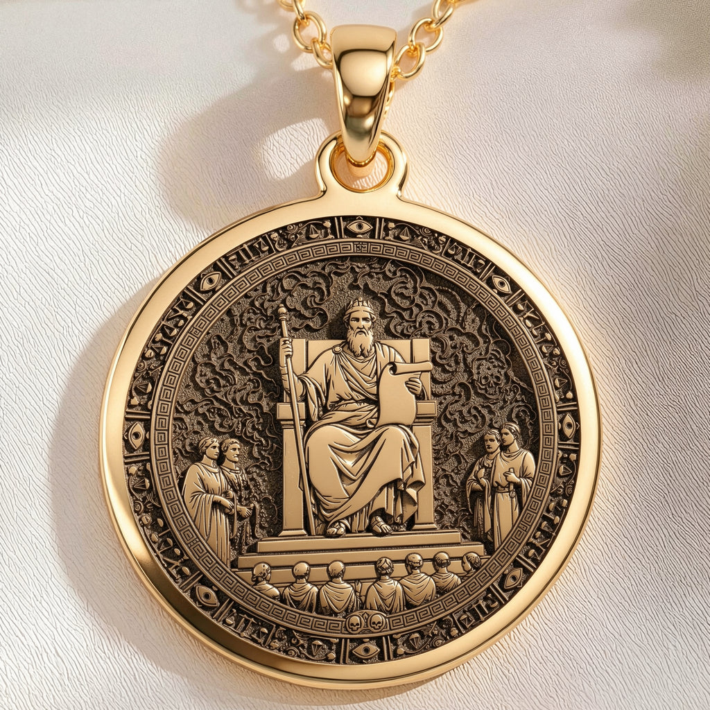 Minos Judge of the Dead Pendant | 14K Solid Gold - Ancient Mythology Protection Talisman