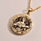 Rose Gold Plated Mnemosyne Necklace, a stunning mythology-inspired piece representing memory and creativity. Ideal for elegant and meaningful gifts.