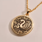 Mother Baby Swan Pendant Necklaces size chart with pendant dimensions and chain length options