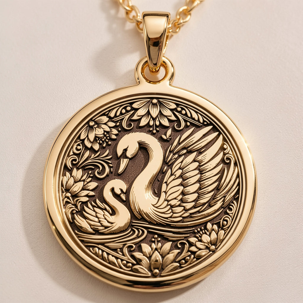 Mother Baby Swan Pendant | 14K Gold & Silver Options - Maternal Love Family Gift - Image 2