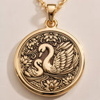 Mother Baby Swan Pendant | 14K Gold & Silver Options - Maternal Love Family Gift - Image 2