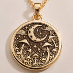 Mushroom & Moon Pendant | 14K Gold & Silver Options - Boho Forest Nature Lover Gift - Image 2