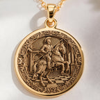 Knight Chess Coin Horse Head Necklace | 14K Solid Gold - Strategy Game Lover Gift