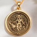 14K solid gold Nyx Goddess of Night Pendant: round  of Nyx Greek goddess of night with ...