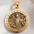 14K solid gold Odin Allfather Viking Pendant: round  of Odin Norse Allfather god with e...