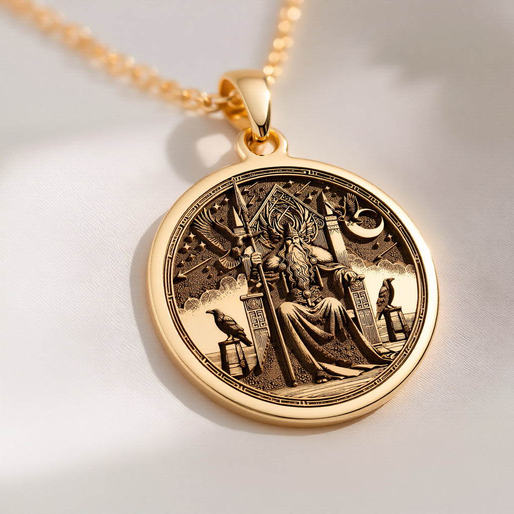 Odin Necklace, Odin Pendant for Men, Gold Valknut Triangle, Norse Viking Rune - View 214