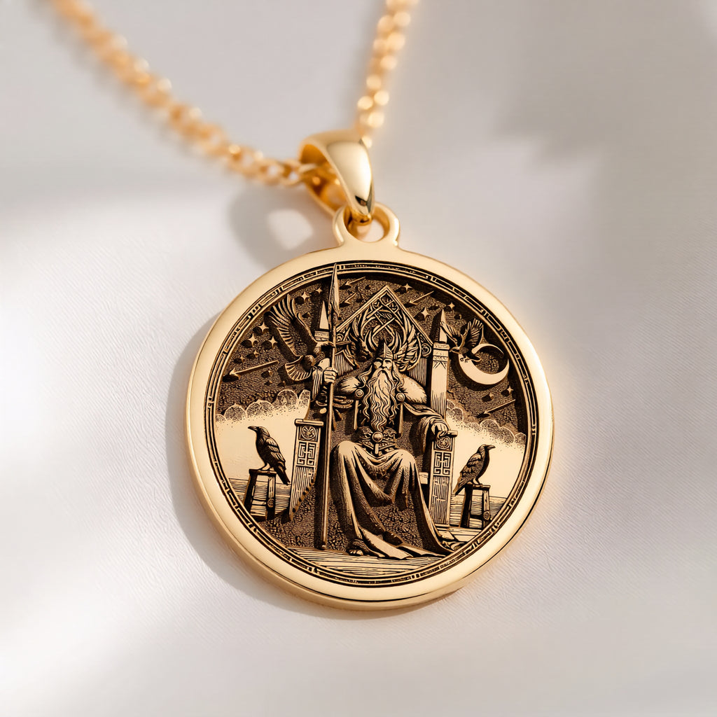 Odin Necklace, Odin Pendant for Men, Gold Valknut Triangle, Norse Viking Rune - View 214