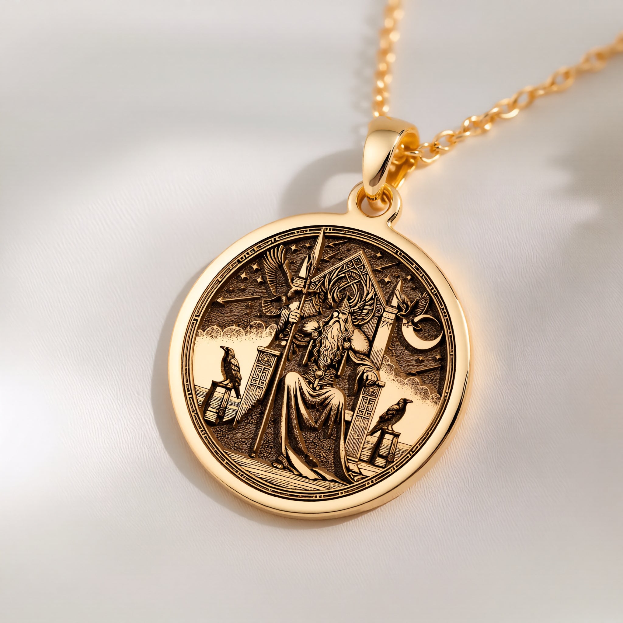 Odin Necklace, Odin Pendant for Men, Gold Valknut Triangle, Norse Viking Rune - View 214