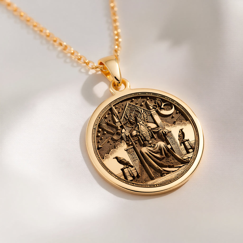 Odin Necklace, Odin Pendant for Men, Gold Valknut Triangle, Norse Viking Rune - View 214