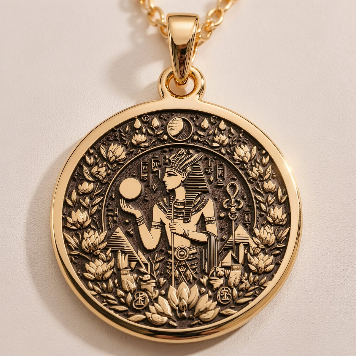 Osiris God Medallion Pendant | 14K Gold & Silver Options - Ancient Mythology Protection Talisman - Image 2