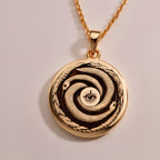 Rose Gold Plated Ouroboros Pendant with a beautiful snake motif representing renewal and infinite cycles. A perfect balance of elegance and symbolism for modern jewelry lovers.
