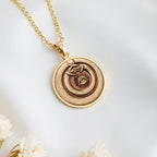 14K solid gold Ouroboros Evil Eye Protection Necklace: round  Ouroboros infinity snake ...