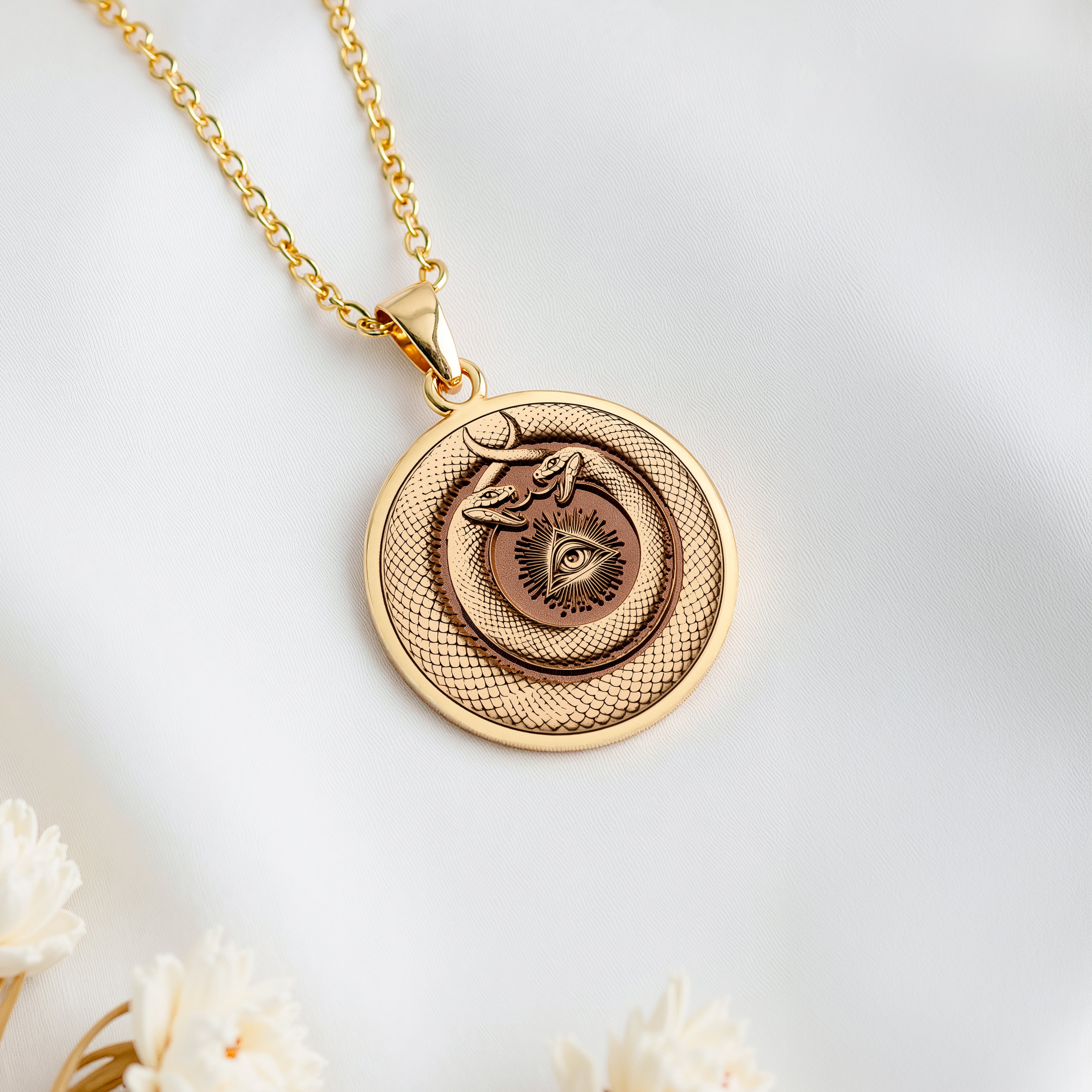 Ouroboros Böser Blick Schutz Halskette | Silber & Vergoldete Optionen - Spiritueller Schutz Talisman