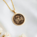 14K solid gold Pan God of the Wild pendant necklace. Polished gold nature lover jewelry gift. Fine nature art pendant.