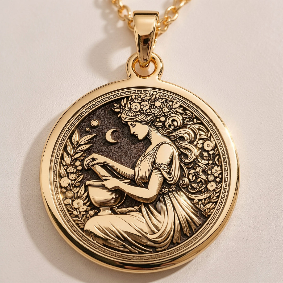 Panacea Goddess Medallion | 14K Gold & Silver Options - Ancient Mythology Protection Talisman - Image 2