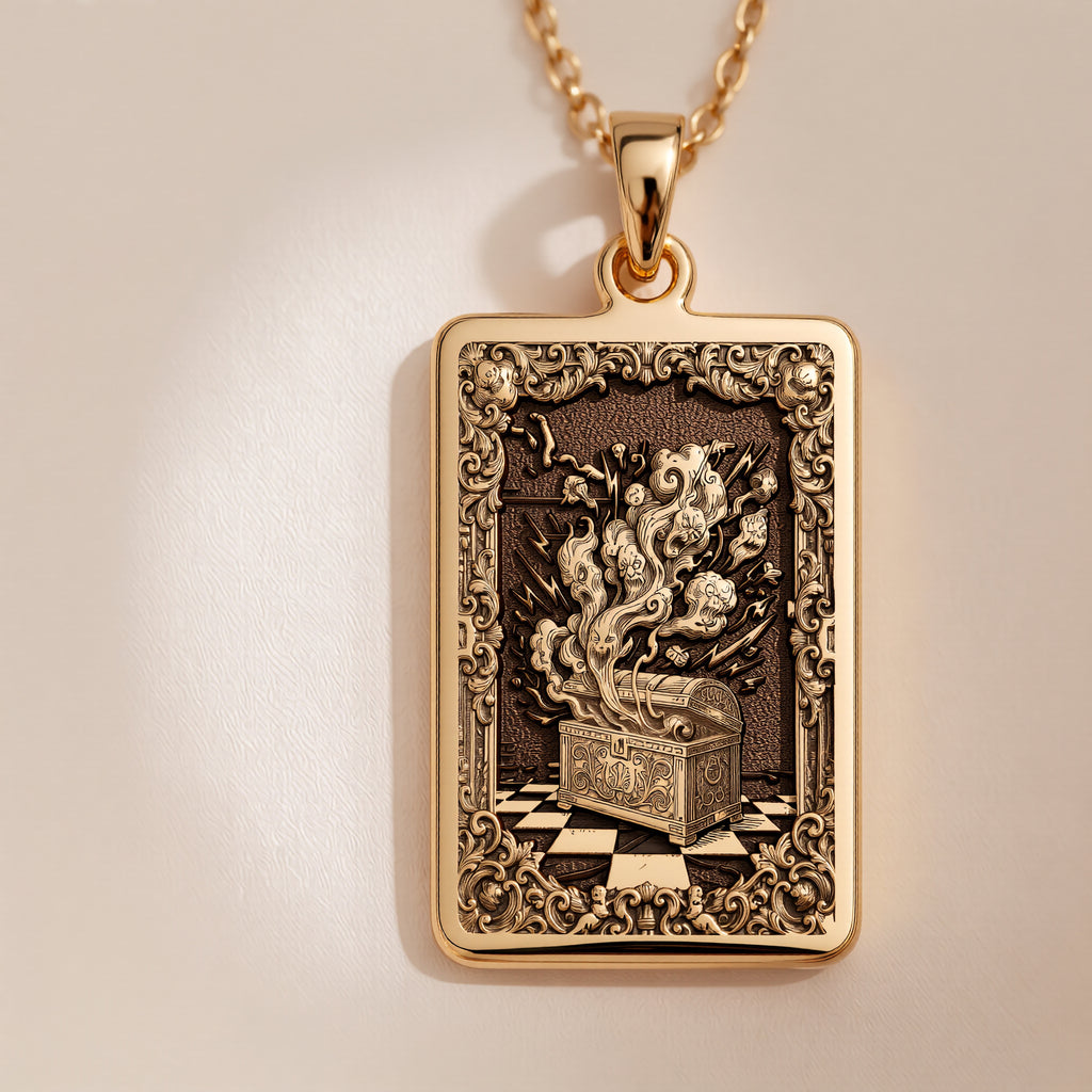 Pandora's Box Necklace | 14K Solid Gold - Ancient Mythology Hope Symbol