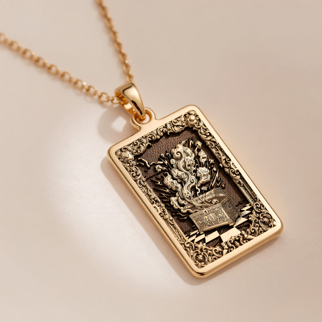 Pandora's Box Necklace | 14K Solid Gold - Ancient Mythology Hope Symbol