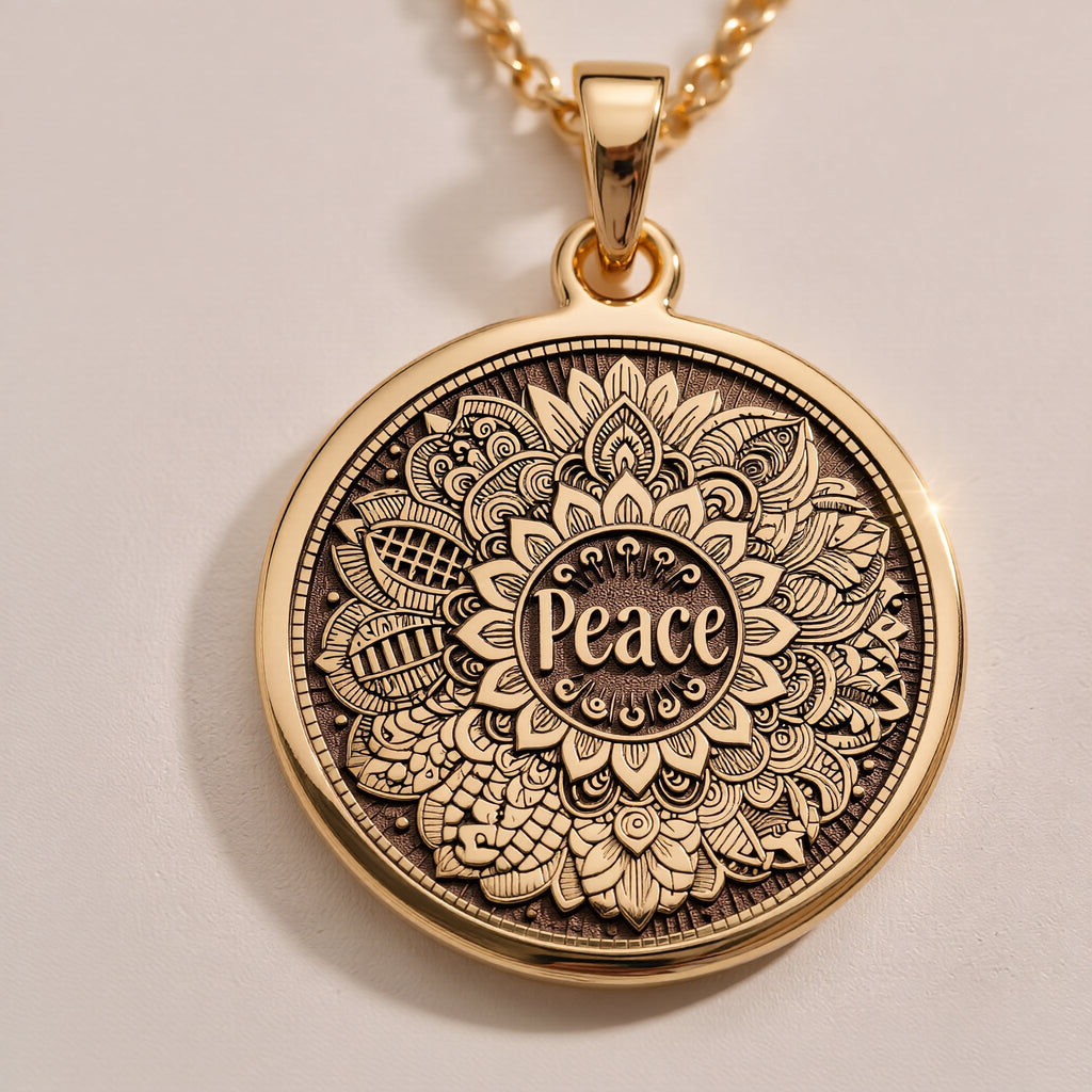 925 Sterling Silver Peace Mandala Necklace with a detailed spiritual design. A timeless boho-inspired pendant, perfect for yoga practitioners, mindfulness seekers, and as a meaningful gift for birthdays, holidays, or special milestones.