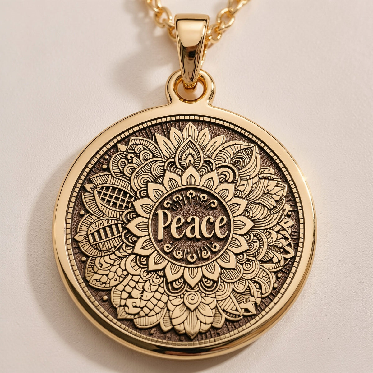 Peace Mandala Spiritual Yoga Pendant | 14K Gold & Silver Options - Mindfulness Boho Chic - Image 2
