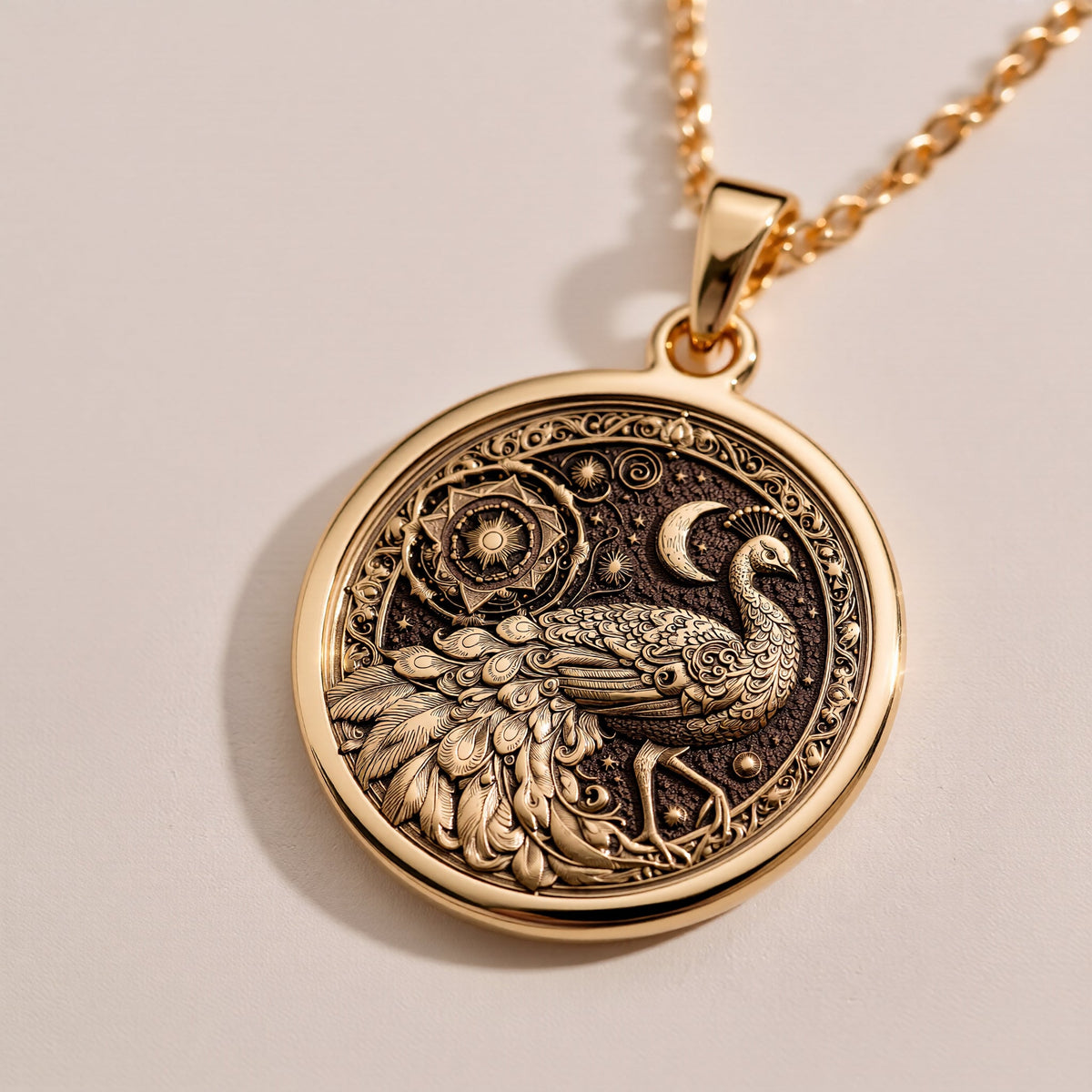 925 sterling silver Peacock Mandala Bird Pendant Necklace: size chart  gold medallions ...